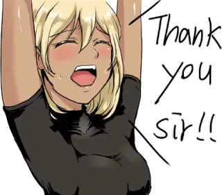 🙏 Thank you sir!! Аниме, Девушка, Спасибо, Сэр, Блондинка, Рисунок telegram sticker