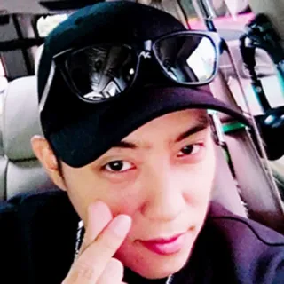 ❤ homem, óculos de sol, selfie, chapéu, coreano telegram sticker