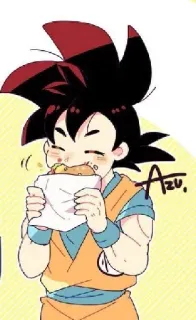🍕 Goku Dragon Ball 애니메이션, 먹방, 만화, 손오공, 드래곤볼, 캐릭터 telegram sticker