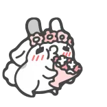 👰 うさぎ, バニー, 可愛い, 動物, 花冠, 花, 愛らしい, ステッカー telegram sticker