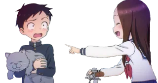 😅 Takagi Teasing Master Takagi-san Anime, Takagi-san, Provocação, Gato, Apontando telegram sticker