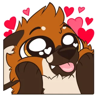 ❤️ Furry, Cartoon, Animale, Cuori, Carino, Cane, Volpe telegram sticker