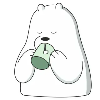☕ Ice Bear We Bare Bears urso, desenho animado, urso polar, bebendo, chá, We Bare Bears telegram sticker