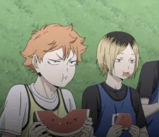 🏐 Hinata Shoyo Haikyuu anime, haikyuu, hinata, kenma, watermelon telegram sticker