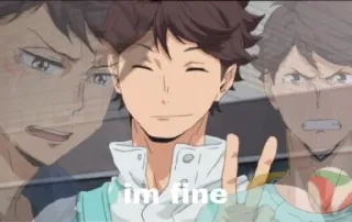 🙂 Oikawa Tooru Haikyuu im fine Anime, Haikyuu, Oikawa Tooru, Estou bem, Meme telegram sticker