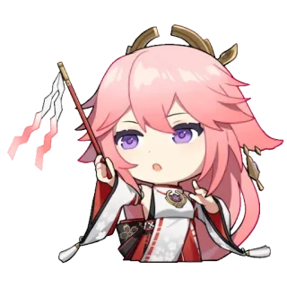 🌸 Yae Miko Genshin Impact Anime, Videospiel, Genshin, Chibi, Yae Miko whatsapp sticker