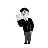 👋 машет, приветствие, мужчина, галстук, мультик, монохромный telegram sticker
