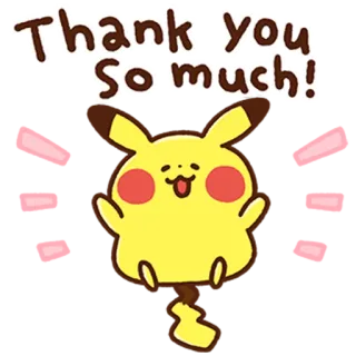 🥰 Pikachu Pokemon Thank you so much! thank you, cute, pokemon, pikachu, cartoon telegram sticker