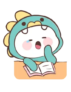 🥱 cartoon, dinosaur, study, kawaii, cute telegram sticker