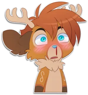 😳 олень, животное, мультфильм, милый, персонаж, иллюстрация telegram sticker