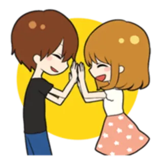 👫 desenho animado, casal, toca aqui, feliz, amor, relacionamento whatsapp sticker