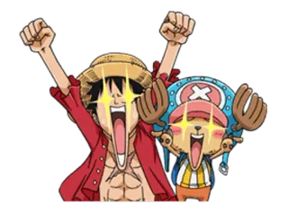 😆 Monkey D. Luffy One Piece anime, celebration, excited, cartoon, happy telegram sticker