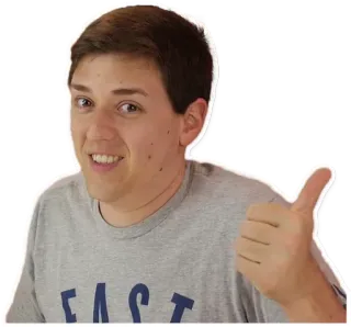 👍 EAST pessoa, homem, polegar para cima, positivo, casual, sorriso whatsapp sticker