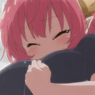 😖 Anime, Weinen, Rosa Haare, Umarmung, Traurig, Süß, Mädchen telegram sticker