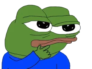 🤔 Pepe mem, Żaba Pepe, myślący, rozmyślający, kultura internetowa telegram sticker