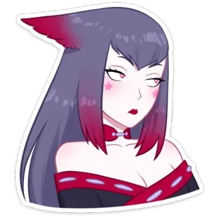 😒 anime, girl, fox, character, kawaii, cute, fanart, stylized telegram sticker