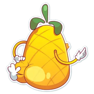 🍑 pineapple, cartoon, fruit, middle finger, rude gesture, offensive telegram sticker