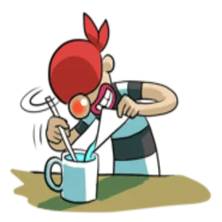 ☕️ Kartun, Karakter, Marah, Kertas, Air whatsapp sticker