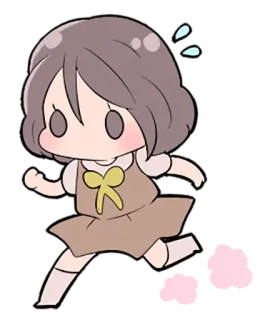 🏃 卡通, 动漫, 女孩, 跑步, Q版 telegram sticker