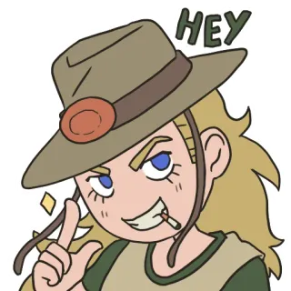 🤠 HEY personne, chapeau, cigarette, blonde, dessin animé telegram sticker