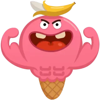 💪 мороженое, мультфильм, банан, мускулы, смешной, еда telegram sticker