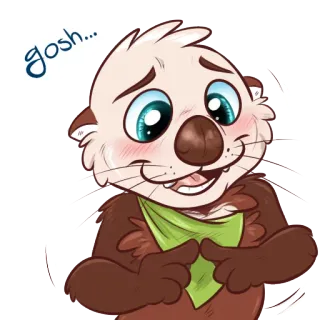 😳 gosh... loutre, mignon, dessin animé, mince, timide, animal whatsapp sticker