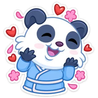 😍 Panda, Słodkie, Kawaii, Szczęśliwy, Zwierzę, Naklejka telegram sticker