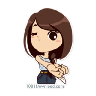 😉 cartoon, girl, character, cute, wink, pose telegram sticker