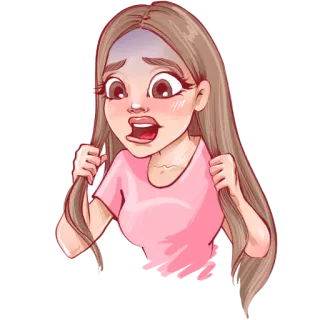 😨 mujer, asustada, miedo, dibujos animados, ansiosa telegram sticker