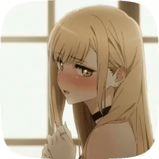 ๐ Marin Kitagawa My Dress-Up Darling Anime, Ragazza, Capelli Biondi, Marin Kitagawa, My Dress-Up Darling, Rossore telegram sticker