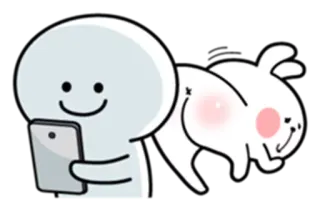 😐 Desenho animado, Coelho, Telefone, Feliz, Fofo telegram sticker