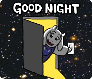 😪 Toriel Undertale GOOD NIGHT bonne nuit, undertale, toriel, porte, mignon telegram sticker