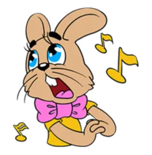 🎼 Cartone animato, Coniglio, Coniglio, Cantando, Musica, Animale telegram sticker