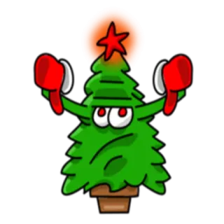 👎 árbol de navidad, dedo medio, gesto, dibujo animado, estrella roja, ofensivo, pegatina telegram sticker