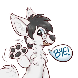 👋 BYE! furry, lobo, tchau, adeus, acenando, antropomórfico telegram sticker