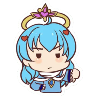 👎 Chibi, Anime, Desenho animado, Bonito, Personagem, Coroa, Cabelo azul telegram sticker
