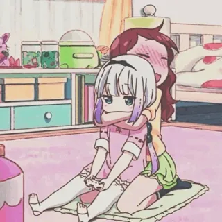 🍓 Kanna Miss Kobayashi's Dragon Maid Anime, Słodkie, Przytulanie, Kawaii, Przyjaźń telegram sticker