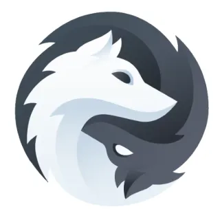 ☯ wolf, yin yang, animal, balance, duality telegram sticker