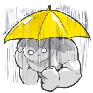 ☂ Regenschirm, Regen, Monster, Süß, Gelb whatsapp sticker