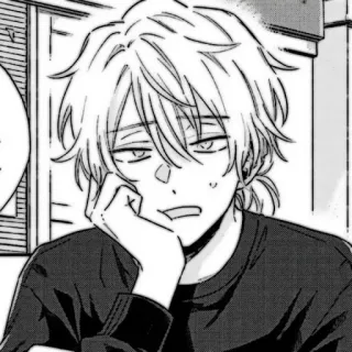 🍆 Anime, Manga, Garçon, Monochrome, Portrait whatsapp sticker