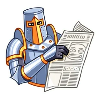 😒 knight, armor, newspaper, reading, medieval telegram sticker