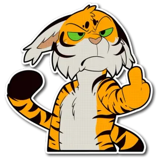 🚫 tiger, middle finger, offensive gesture, cartoon, angry, animal telegram sticker