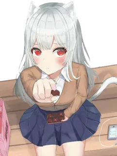😍 fille anime, oreilles de chat, mignon, dessin animé, femme, kawaii, neko telegram sticker