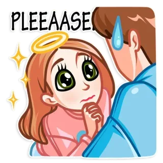 🥺 PLEEAASE implorando, desenho animado, olhos, personagem, pedido, por favor, rogando telegram sticker