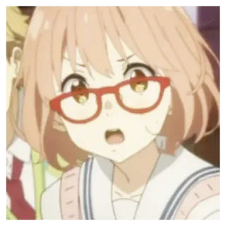 🧁 Mirai Kuriyama Beyond the Boundary аниме, девушка, очки, милая telegram sticker
