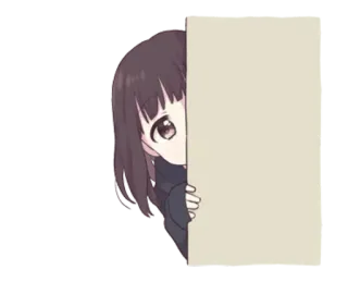 🤫 动漫, 卡通, 女孩, 偷看, 可爱, 插图 whatsapp sticker
