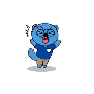 😡 cartoon, anger, blue, animal, character telegram sticker