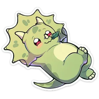 😌 공룡, 귀여운, 트리케라톱스, 만화, 동물, 스티커 telegram sticker
