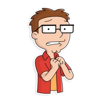 😨 Steve Smith American Dad мультфильм, анимированный, очки, красная рубашка whatsapp sticker