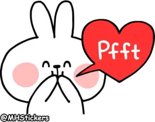 😁 Pffft conejo, lindo, sticker, corazón, dibujo animado whatsapp sticker